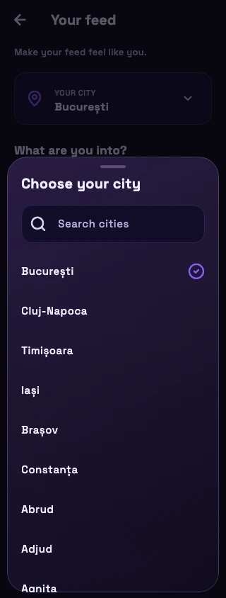 NOXT în dezvoltare — selecția orașului